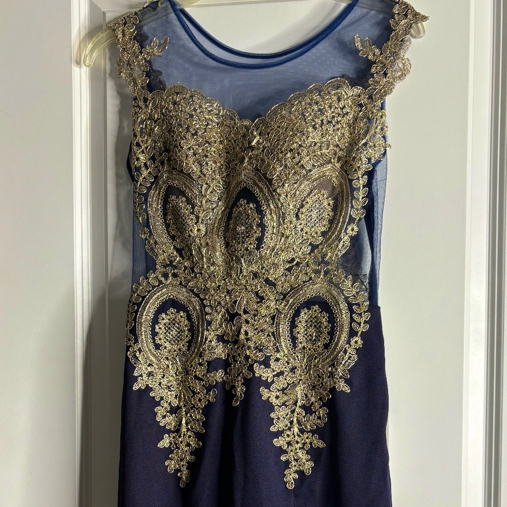 Navy Blue and Gold BabyOnline Dress Size Small